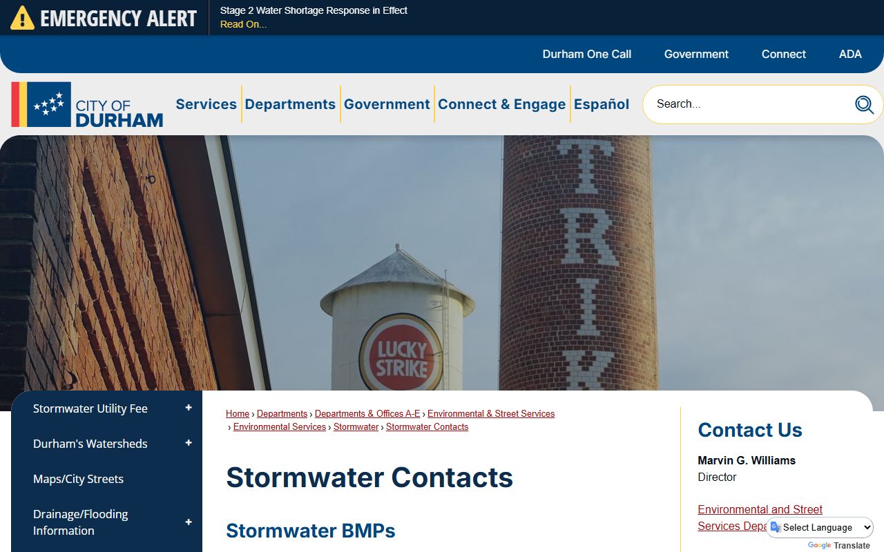 Durham phone codes stormwater contacts and pollution hotline page